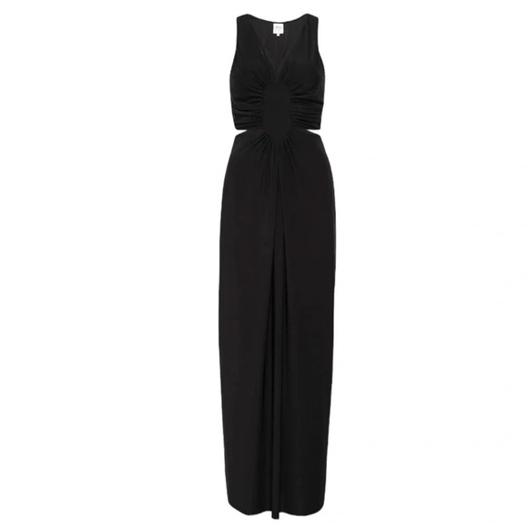 MISA Los Angeles Athema Cutout Waist Sleeveless Maxi Dress Black Size L NWT - Picture 3 of 13
